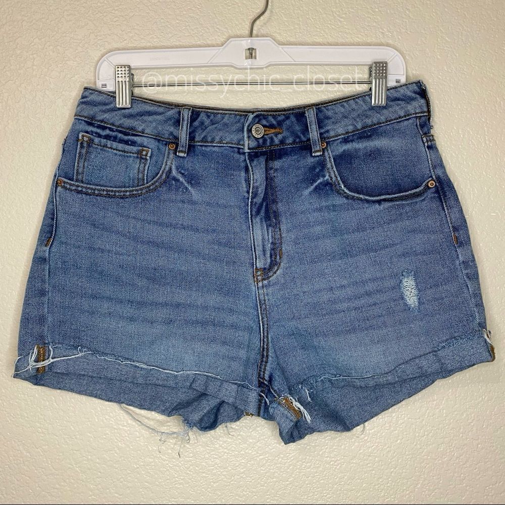 Pacsun Womenโs Washed Distressed MomโShorts, Size 30